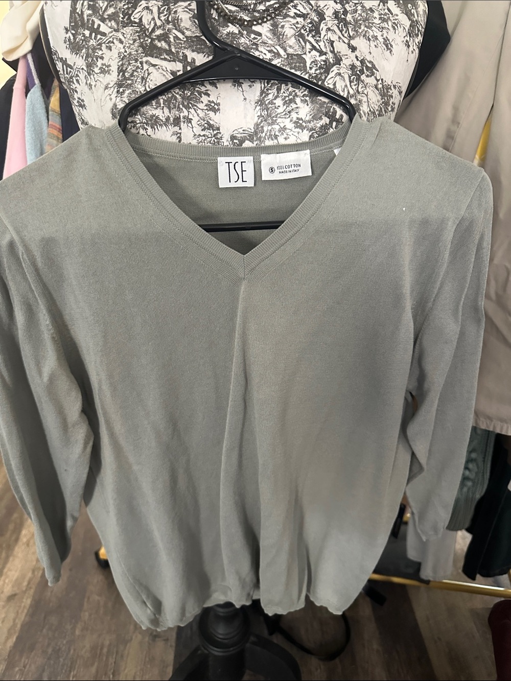 TSE Women's V-Neck Sweater in Light Sage